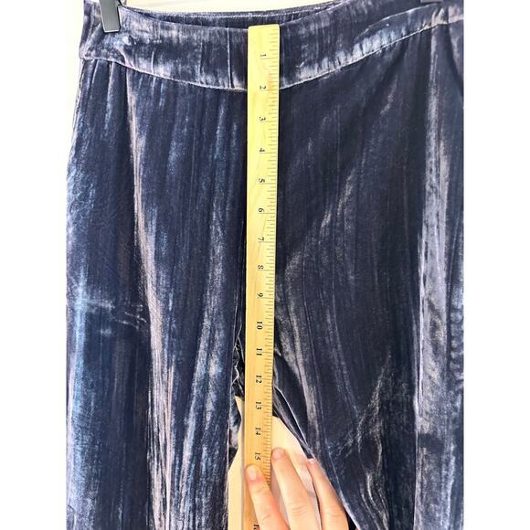 Marie Oliver Womens Carter Velvet Crinkle Wide Leg Elegant Chic Blue Pants Sz 2 - Picture 6 of 9